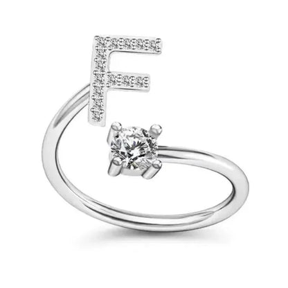 Alphabet Initial Zircon Ring