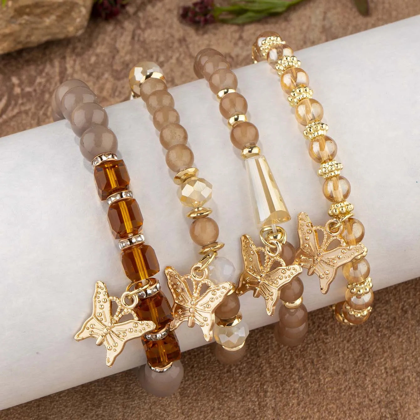 DRAVEN — 4-Piece Butterfly Beaded Bracelet Set