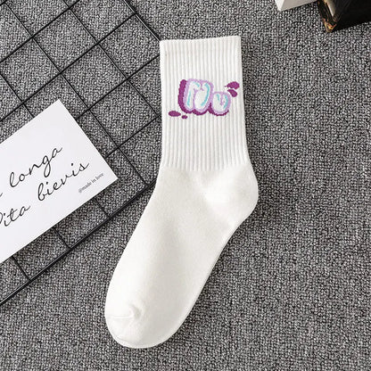 9 Pairs Letter Print Socks – Unisex Mid Tube Set