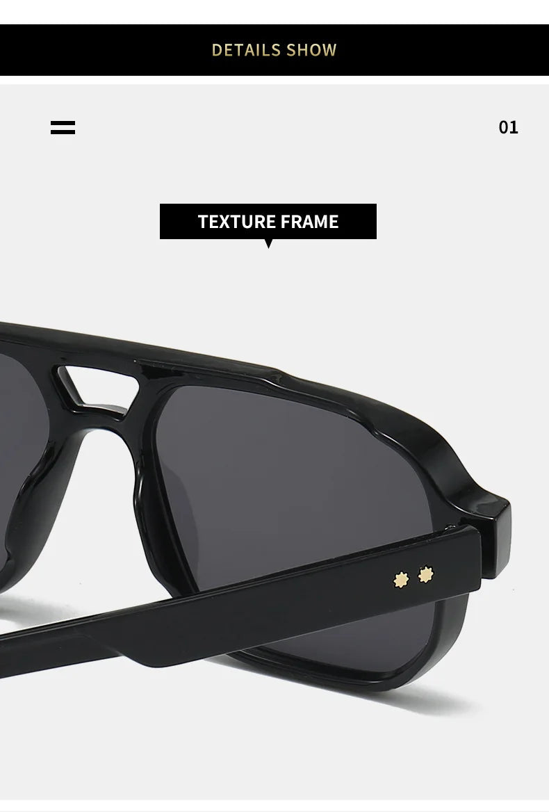 DRAVEN — Retro Double Bridge Sunglasses – Luxury Rivet Design