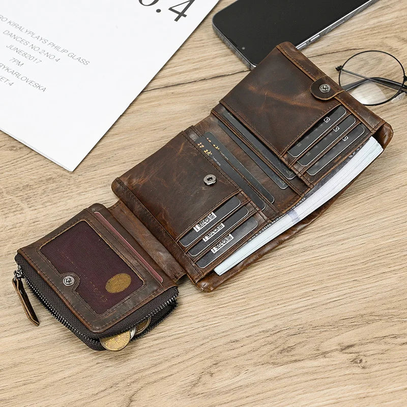 DRAVEN — Genuine Leather Short Wallet Men Soft Card Holder