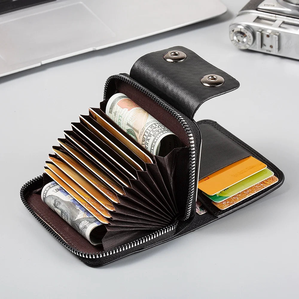 Retro Leather Wallet Men Short Zipper Multi Slot Design – Elegant Men's Accessory | Accessorio Uomo Elegante