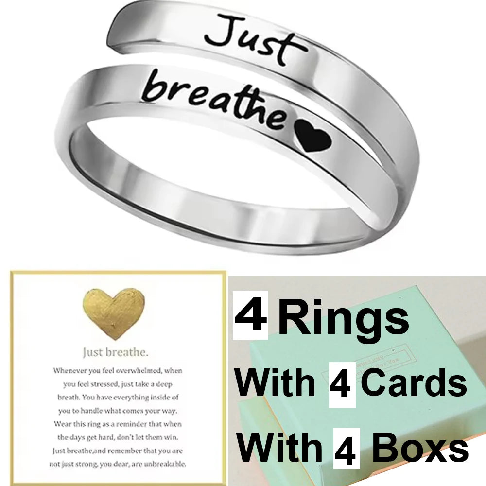DRAVEN — Inspirational Just Breathe Stainless Steel Ring