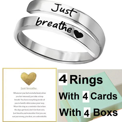 Inspirational Just Breathe Stainless Steel Ring – Elegant Men's Accessory | Accessorio Uomo Elegante
