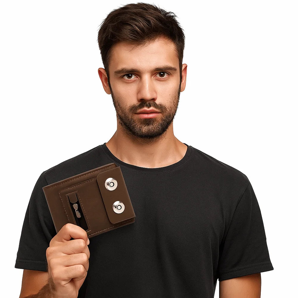 PU Leather Magnetic Wallet Men Large Capacity Design – Elegant Men's Accessory | Accessorio Uomo Elegante