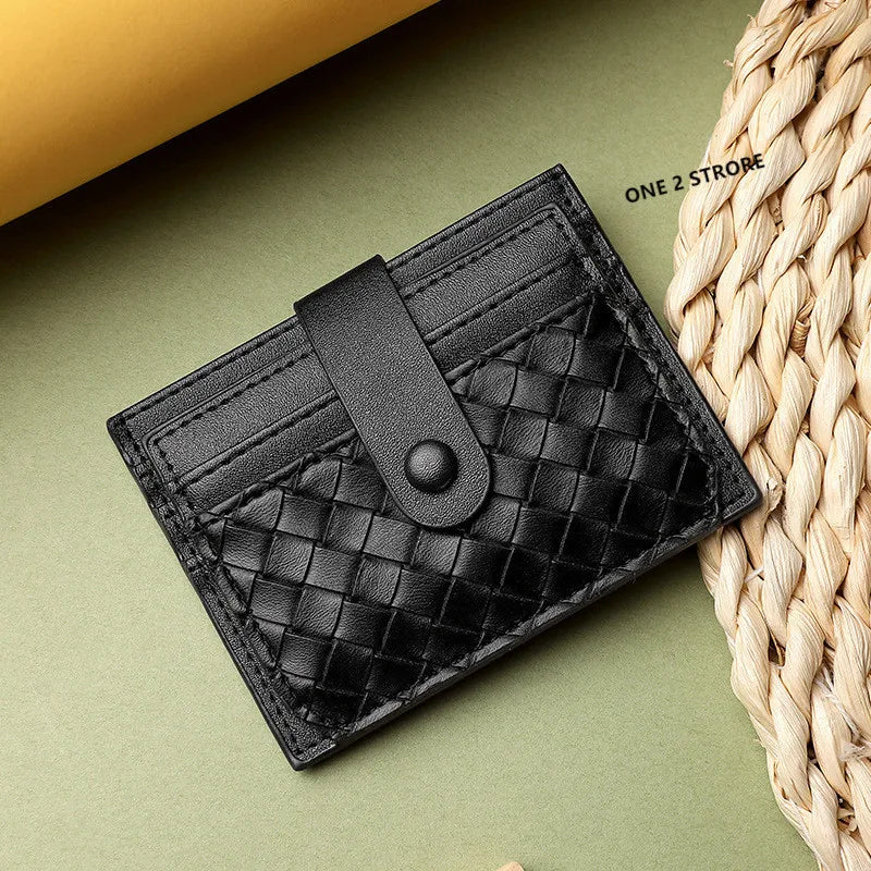 DRAVEN — PU Leather Business Card Holder Braided Large Capacity