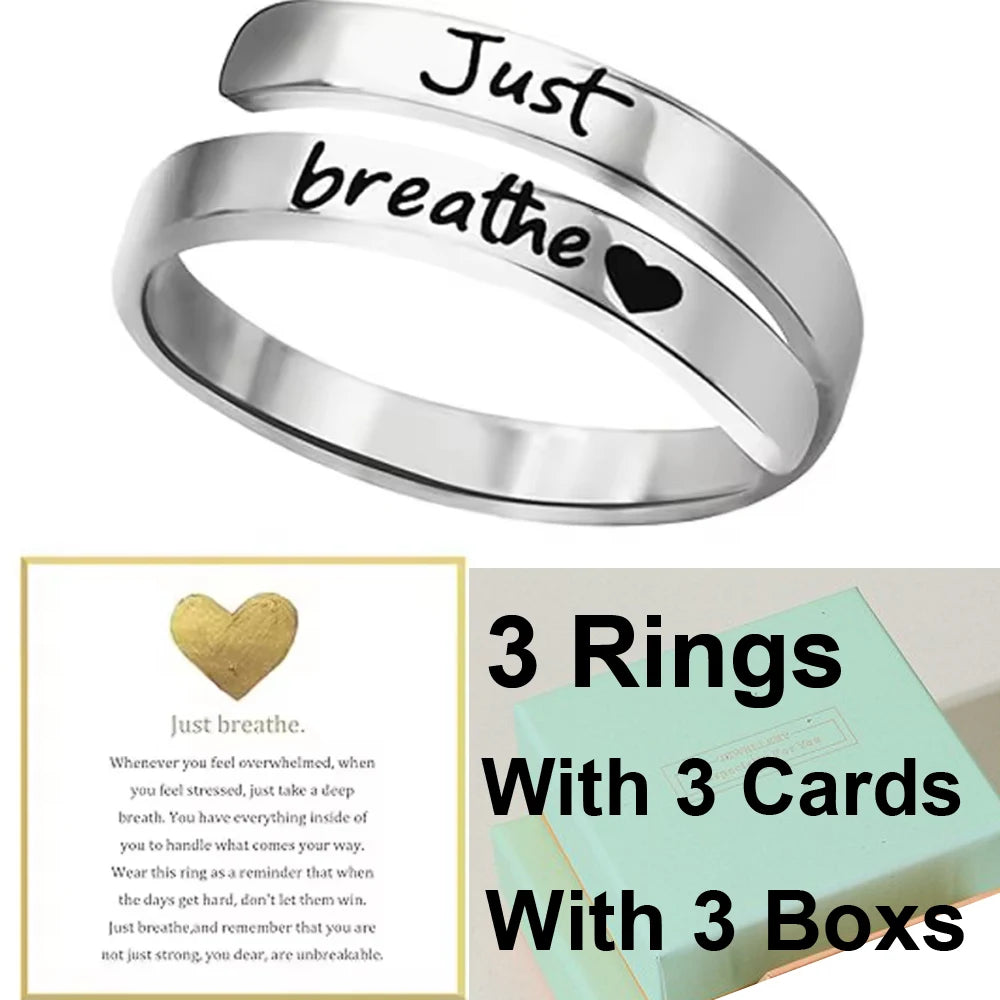 DRAVEN — Inspirational Just Breathe Stainless Steel Ring