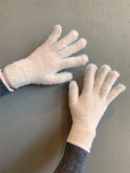 Mink Velvet Winter Gloves – Plush Warm Street Style