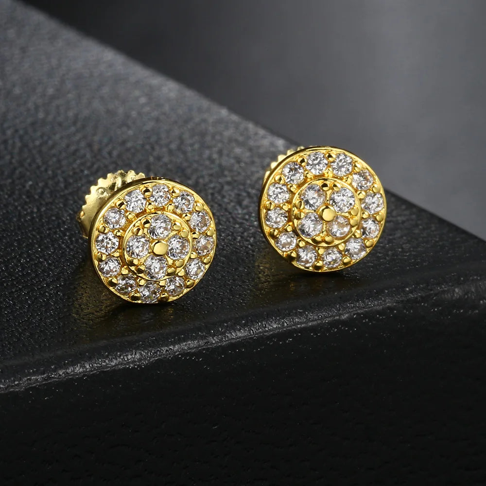 Gold Micro Pave Earrings – Elegant Men's Accessory | Accessorio Uomo Elegante