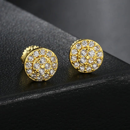 Gold Micro Pave Earrings – Elegant Men's Accessory | Accessorio Uomo Elegante