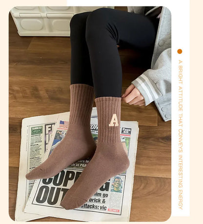 Women's Kawaii Letter A Socks – Warm Korean Style