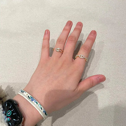 18K Gold Geometric Zircon Ring