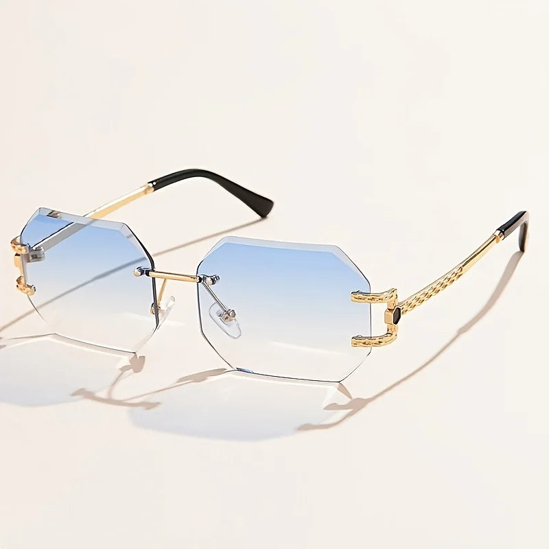 DRAVEN — Rimless Geometric Sunglasses – Clear Lens Street Luxury