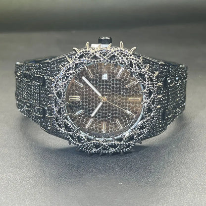 Emerald Bloom – Men’s Green Diamond Watch with Zircon Flower Case – Elegant Men's Accessory | Accessorio Uomo Elegante