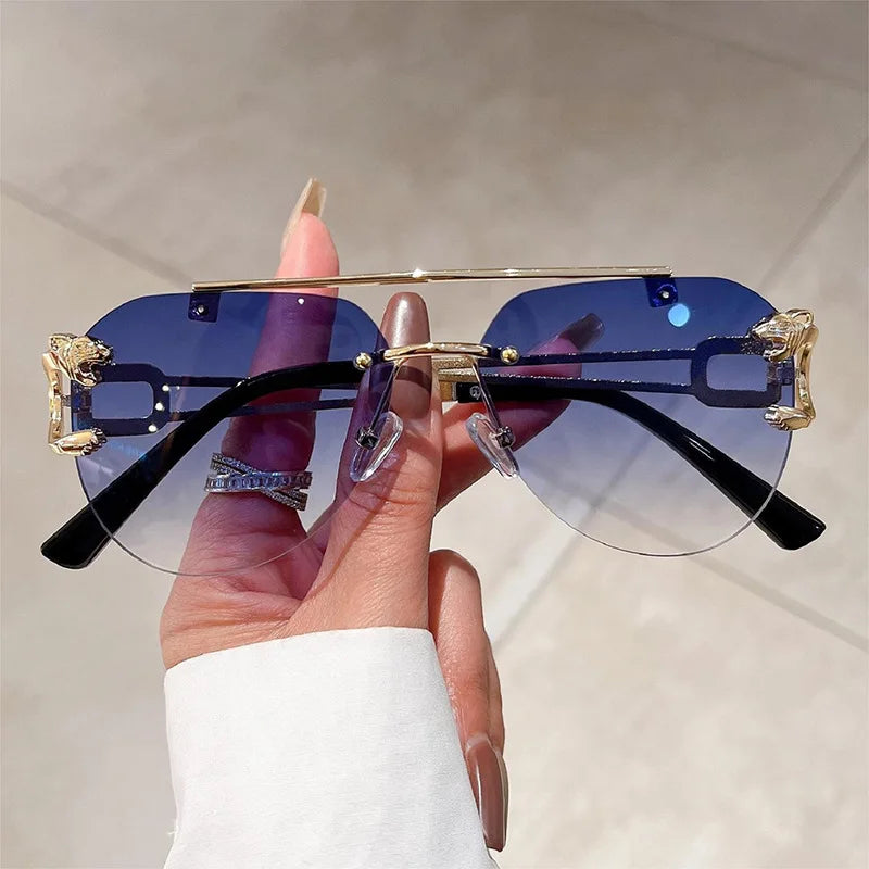 DRAVEN — Luxury Rimless Sunglasses – Oversized Vintage Style