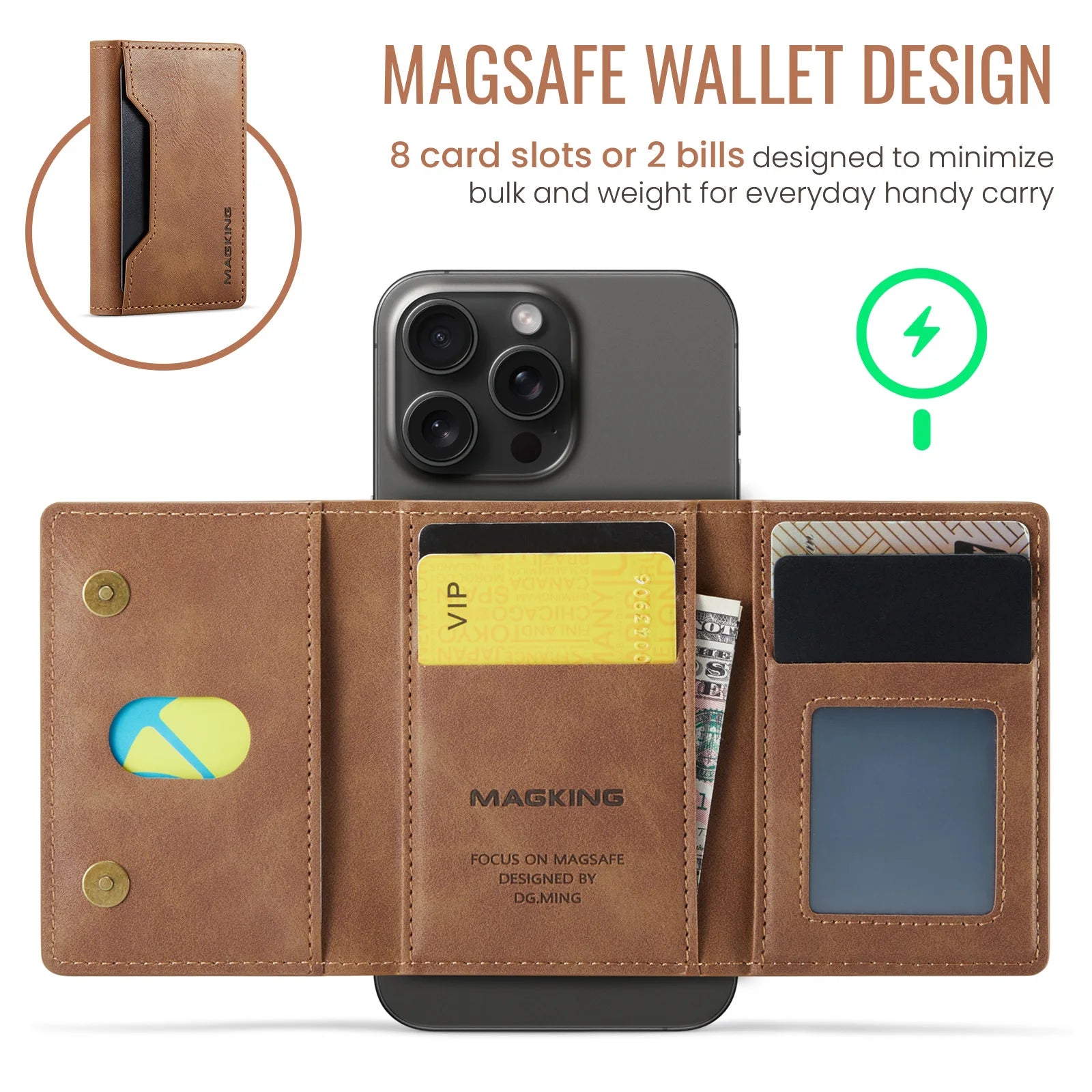 Magnetic Leather Wallet Premium Foldable Mini Design – Elegant Men's Accessory | Accessorio Uomo Elegante