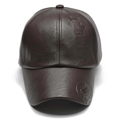 Vintage PU Leather Baseball Cap – Unisex Winter Street Style
