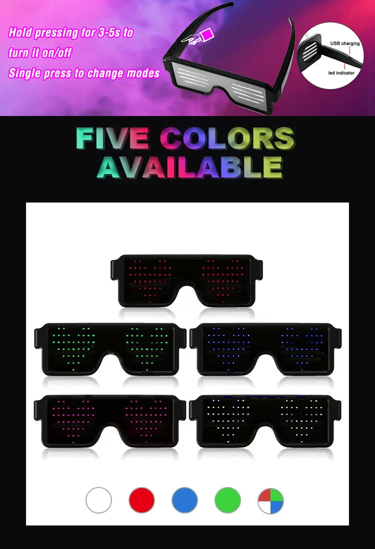 LED Flashing Sunglasses – Party Glow Style – Elegant Men's Accessory | Accessorio Uomo Elegante
