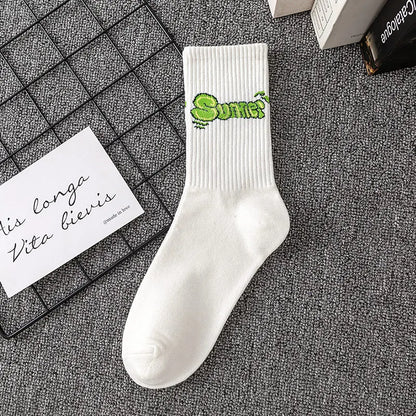 9 Pairs Letter Print Socks – Unisex Mid Tube Set