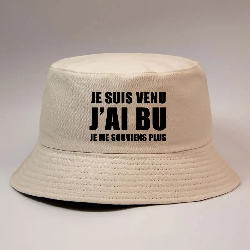 DRAVEN — Reversible “Je Suis Venu J’ai Bu” Bucket Hat – Trendy Summer Style