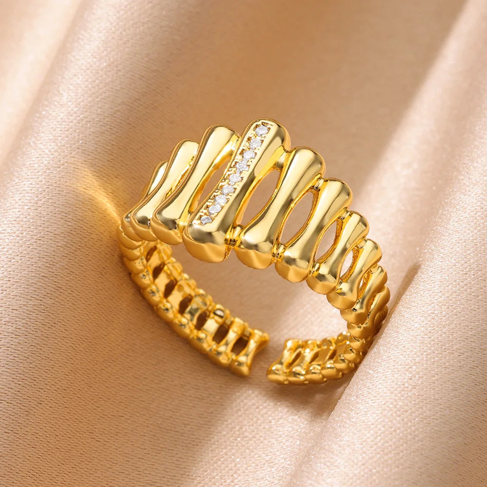 DRAVEN — Gold Geometric Zircon Crystal Ring