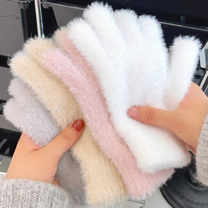 Mink Velvet Winter Gloves – Plush Warm Street Style
