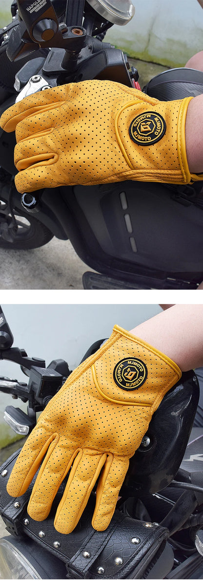 Retro Leather Motorcycle Gloves – Unisex Summer Biker Style