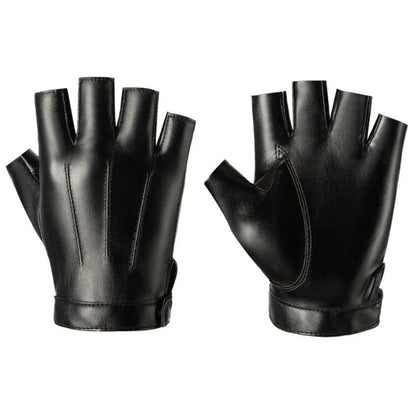 PU Leather Fingerless Gloves – Unisex Tactical Street Style