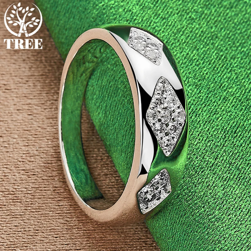 Rhombus Zircon Sterling Silver Ring – Elegant Men's Accessory | Accessorio Uomo Elegante