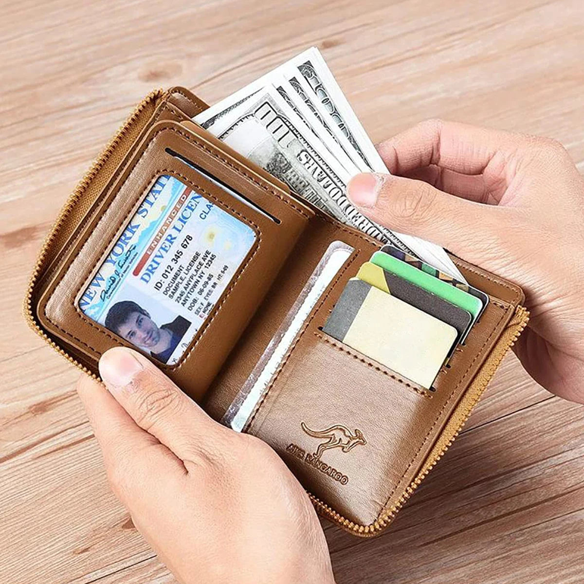 DRAVEN — Leather Business Wallet Men RFID Zipper Card Holder