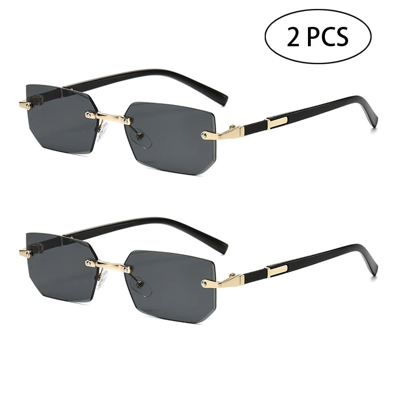 DRAVEN — Rimless Rectangle Sunglasses – Trendy Retro Look