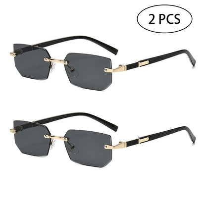 Rimless Rectangle Sunglasses – Trendy Retro Look – Elegant Men's Accessory | Accessorio Uomo Elegante