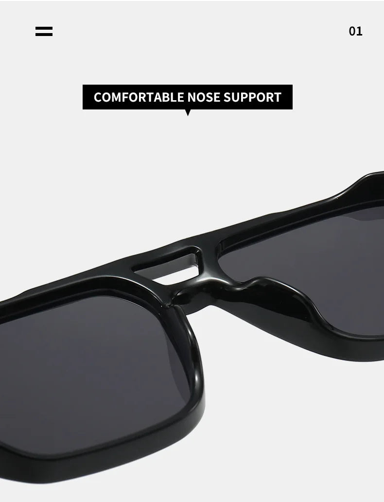 Retro Double Bridge Sunglasses – Luxury Rivet Design – Elegant Men's Accessory | Accessorio Uomo Elegante