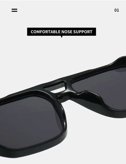 Retro Double Bridge Sunglasses – Luxury Rivet Design – Elegant Men's Accessory | Accessorio Uomo Elegante