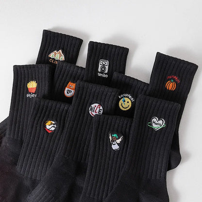 Cartoon Embroidered Socks – Unisex Harajuku Street Style