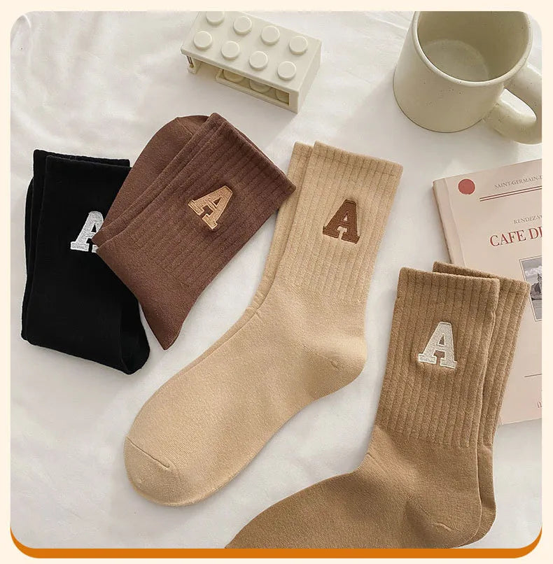 DRAVEN — Women's Kawaii Letter A Socks – Warm Korean Style