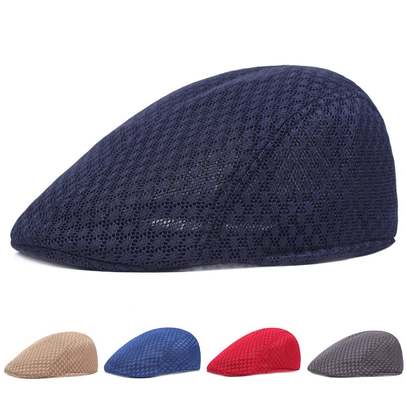 2025 Summer Mesh Beret Hat – Unisex Breathable Newsboy Style Cap – Elegant Men's Accessory | Accessorio Uomo Elegante
