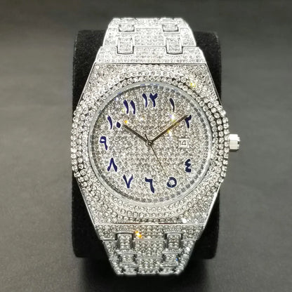 Ice Reign – Men’s Silver Steel Watch with Crystal Detailing – Elegant Men's Accessory | Accessorio Uomo Elegante