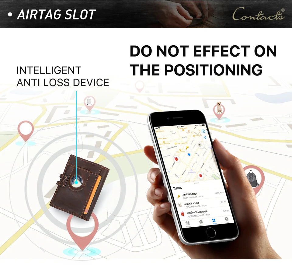 DRAVEN — Leather Airtag Wallet Men RFID Aluminum Card Holder