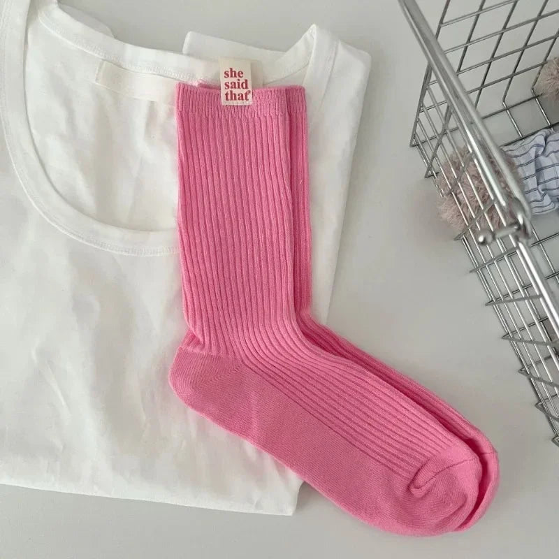 Retro Label Cotton Socks – Women’s Japanese Street Style – Elegant Men's Accessory | Accessorio Uomo Elegante