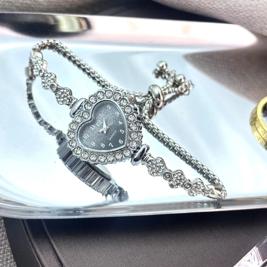 DRAVEN — Blooming Heart – Women’s Diamond Flower Watch with Ribbon Strap