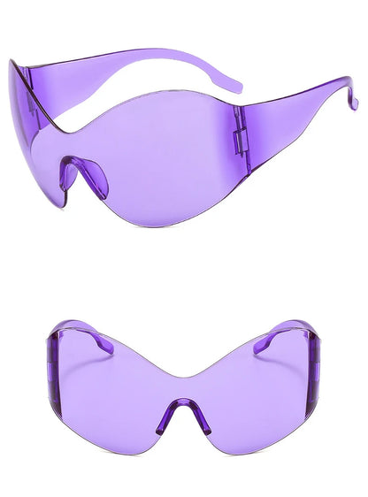 Rimless Wrap Sunglasses – Futuristic Shield Style – Elegant Men's Accessory | Accessorio Uomo Elegante