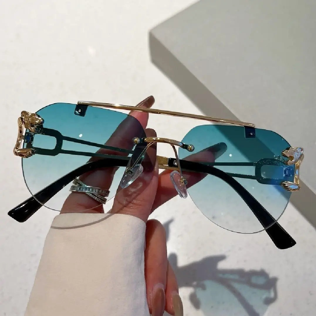 DRAVEN — Luxury Rimless Sunglasses – Oversized Vintage Style