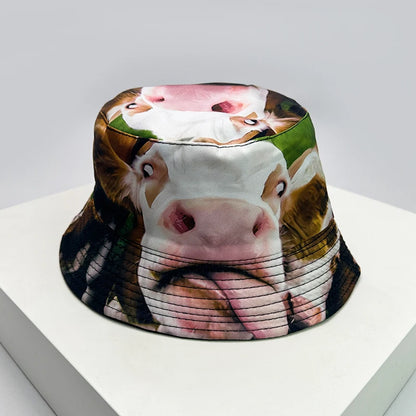Funny Animal Print Bucket Hat – Unisex Double-Sided Style