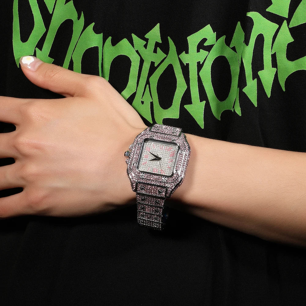 Royal Frost – Men’s Blue Crystal Square Watch – Elegant Men's Accessory | Accessorio Uomo Elegante