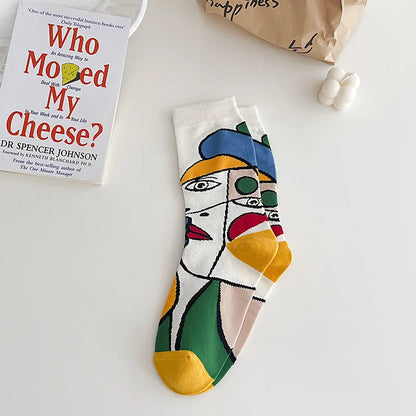 Abstract Print Mid Tube Socks – Trendy Unisex Graffiti Style