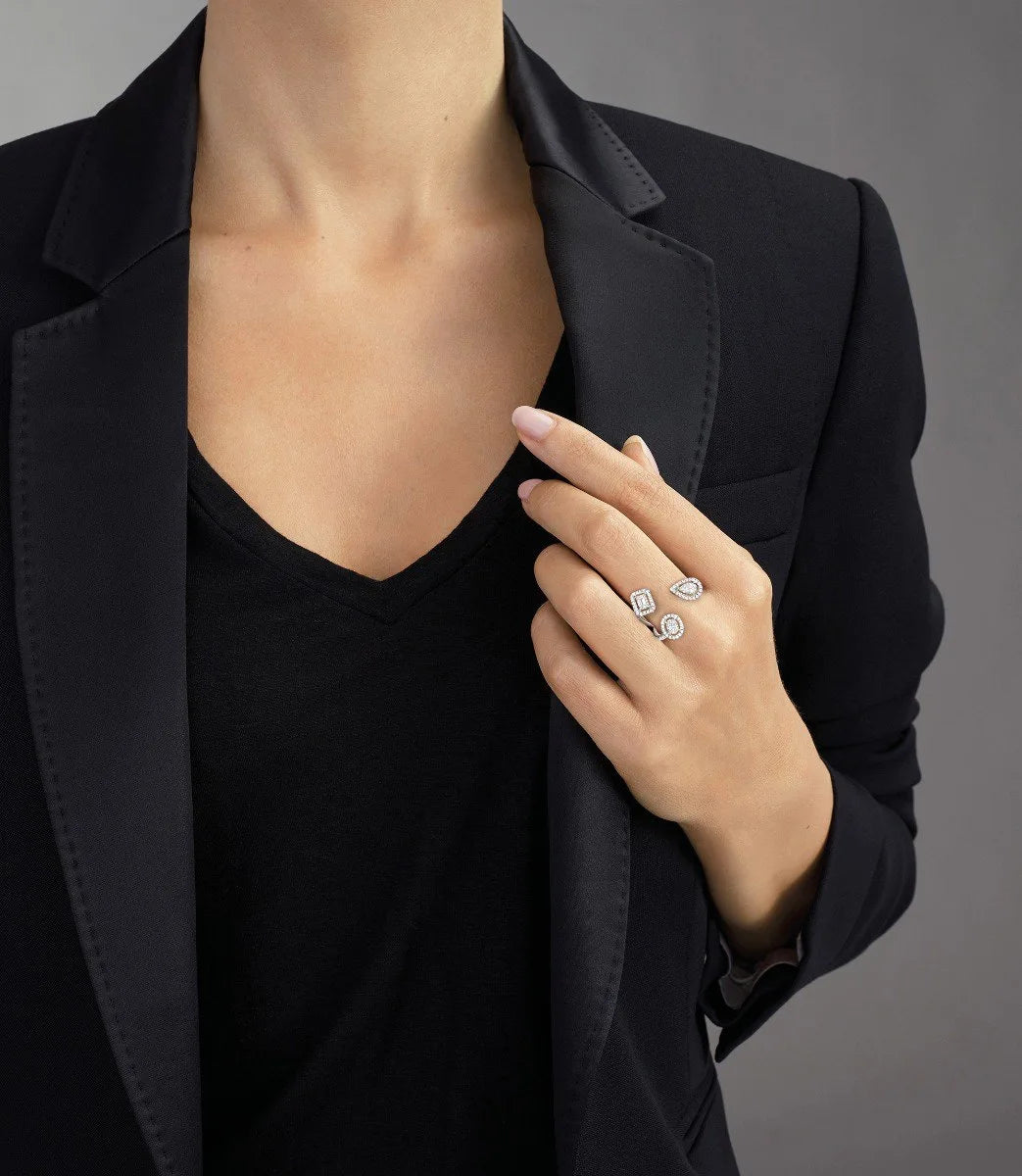 18K Gold Geometric Zircon Ring – Elegant Men's Accessory | Accessorio Uomo Elegante