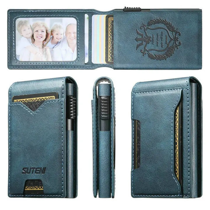 DRAVEN — Automatic Card Ejector Wallet Men Faux Leather Slim Case