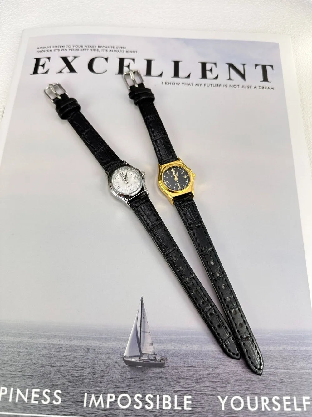 Grace in Motion – Women’s Leather Quartz Watch with Stainless Steel Details – Elegant Men's Accessory | Accessorio Uomo Elegante