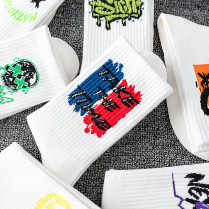 Men's Graffiti Streetwear Crew Socks – Unique Breathable Design